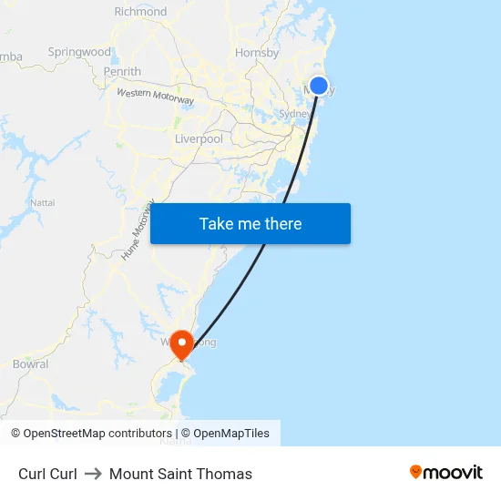 Curl Curl to Mount Saint Thomas map