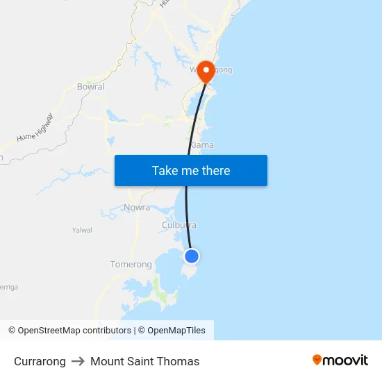 Currarong to Mount Saint Thomas map