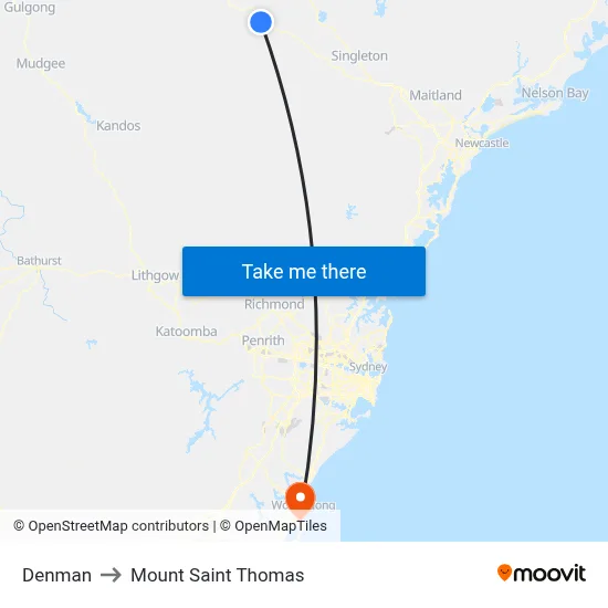 Denman to Mount Saint Thomas map