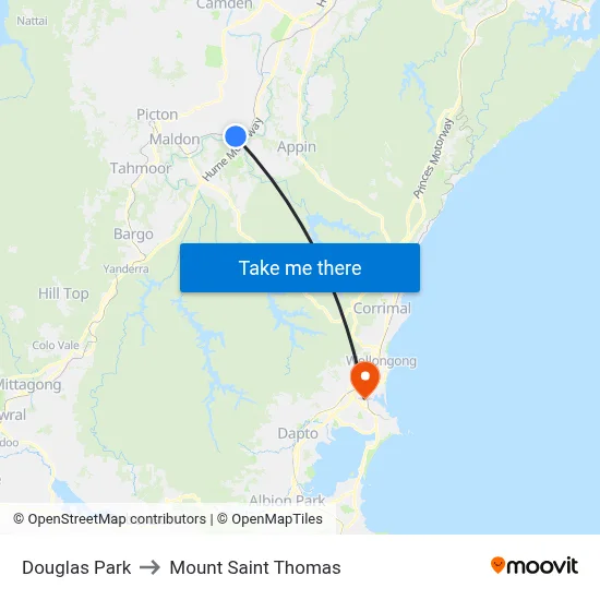 Douglas Park to Mount Saint Thomas map