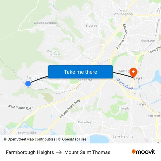 Farmborough Heights to Mount Saint Thomas map