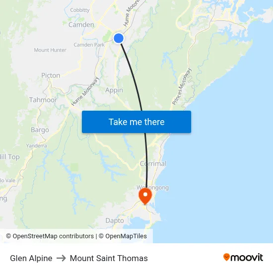 Glen Alpine to Mount Saint Thomas map