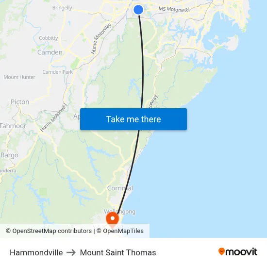 Hammondville to Mount Saint Thomas map