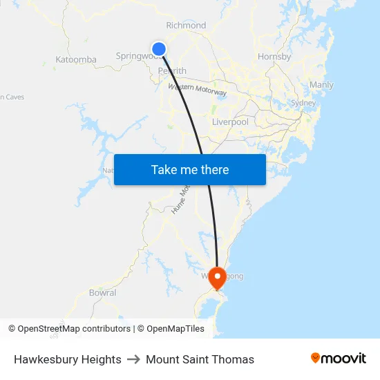 Hawkesbury Heights to Mount Saint Thomas map
