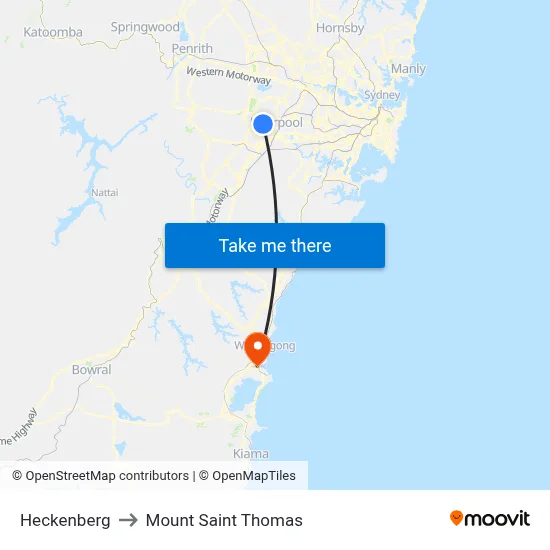 Heckenberg to Mount Saint Thomas map