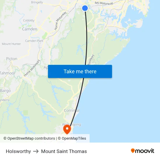 Holsworthy to Mount Saint Thomas map