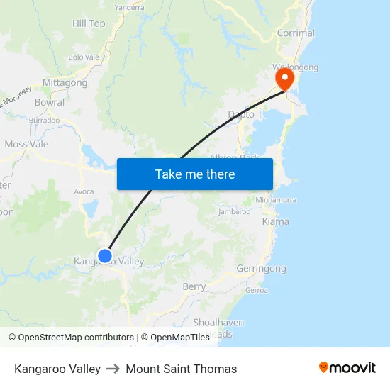 Kangaroo Valley to Mount Saint Thomas map