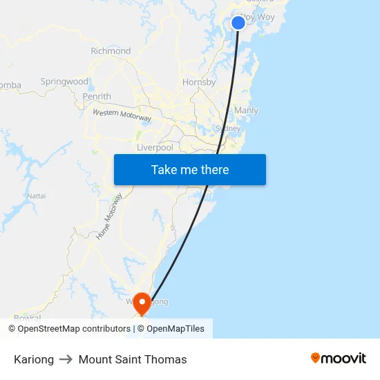 Kariong to Mount Saint Thomas map