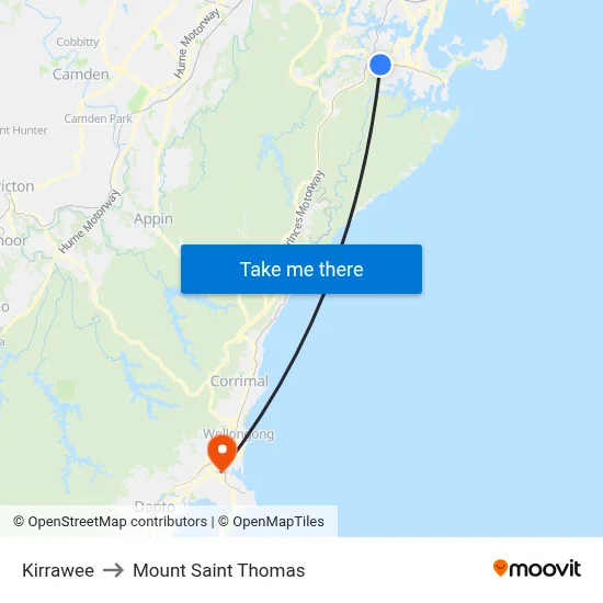 Kirrawee to Mount Saint Thomas map