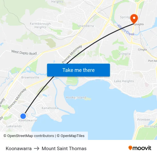 Koonawarra to Mount Saint Thomas map