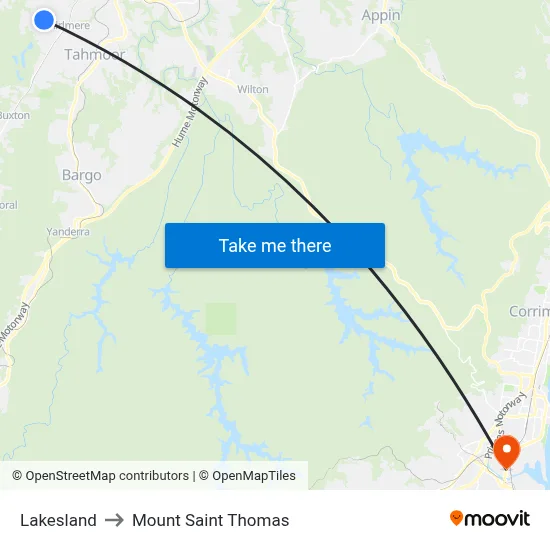 Lakesland to Mount Saint Thomas map