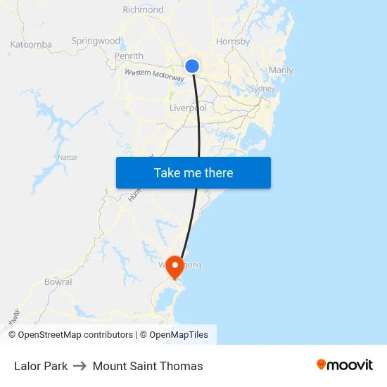 Lalor Park to Mount Saint Thomas map
