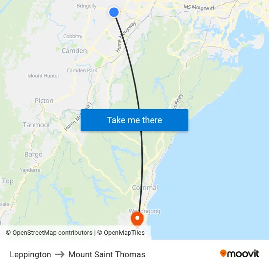 Leppington to Mount Saint Thomas map