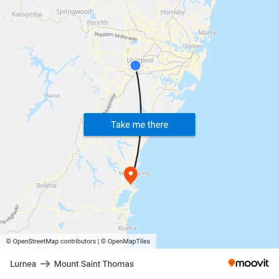 Lurnea to Mount Saint Thomas map