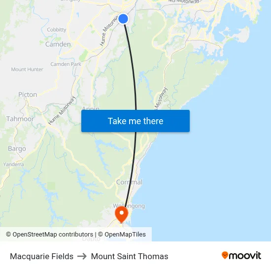 Macquarie Fields to Mount Saint Thomas map