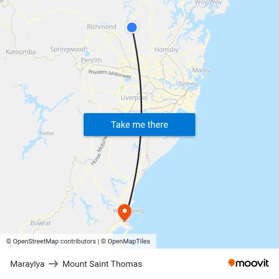 Maraylya to Mount Saint Thomas map