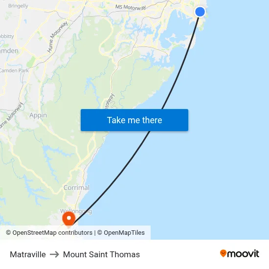 Matraville to Mount Saint Thomas map