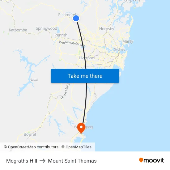 Mcgraths Hill to Mount Saint Thomas map