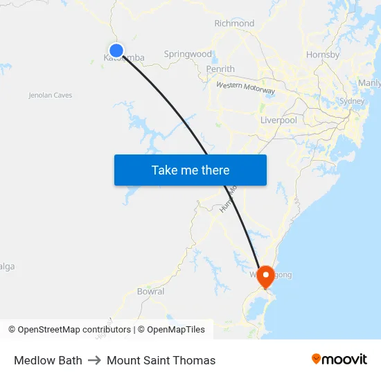 Medlow Bath to Mount Saint Thomas map