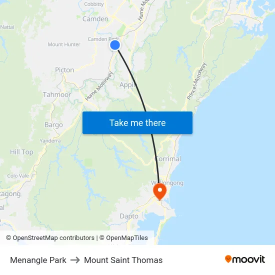 Menangle Park to Mount Saint Thomas map