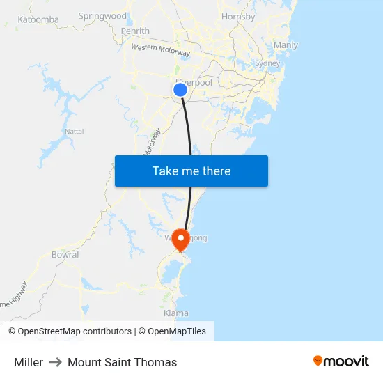 Miller to Mount Saint Thomas map