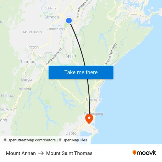 Mount Annan to Mount Saint Thomas map