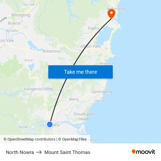North Nowra to Mount Saint Thomas map