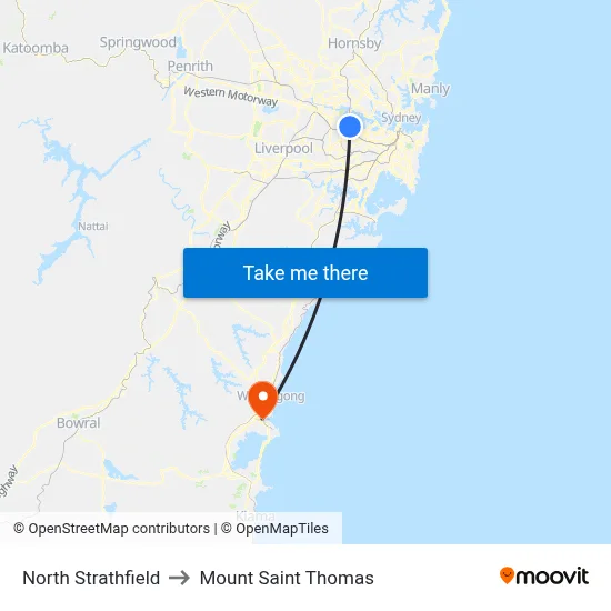 North Strathfield to Mount Saint Thomas map