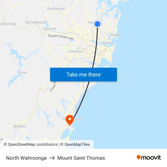 North Wahroonga to Mount Saint Thomas map