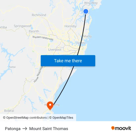 Patonga to Mount Saint Thomas map