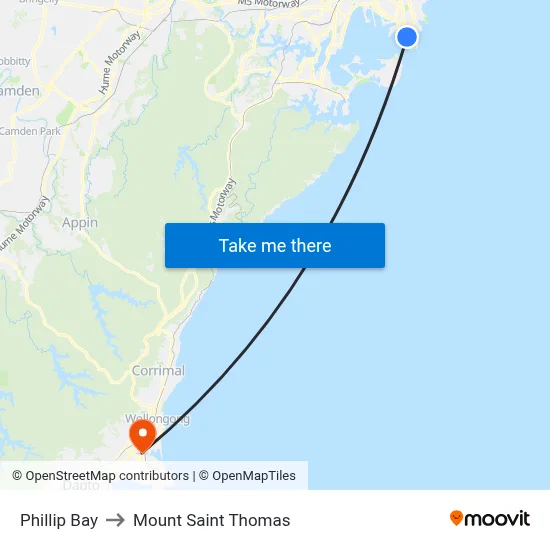 Phillip Bay to Mount Saint Thomas map