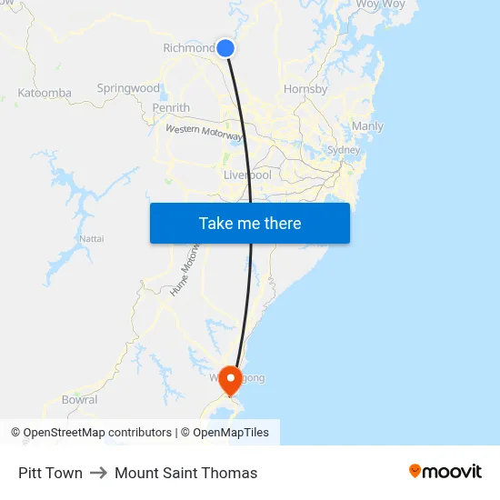 Pitt Town to Mount Saint Thomas map
