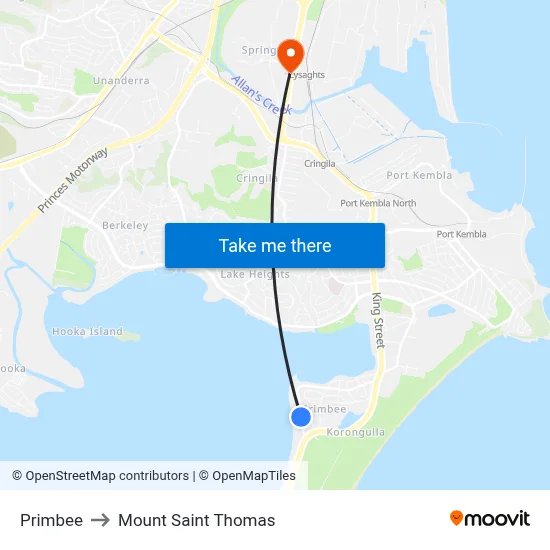 Primbee to Mount Saint Thomas map