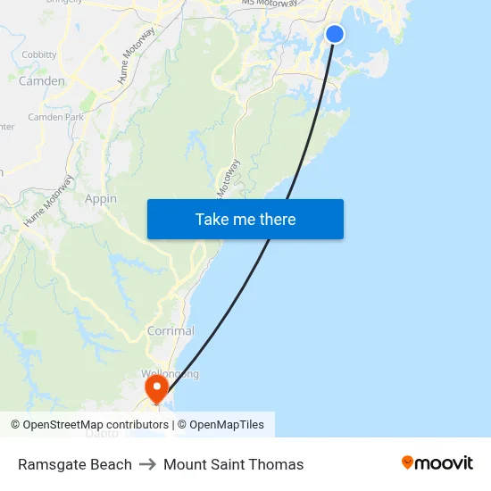 Ramsgate Beach to Mount Saint Thomas map