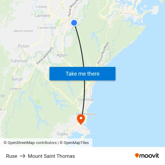 Ruse to Mount Saint Thomas map