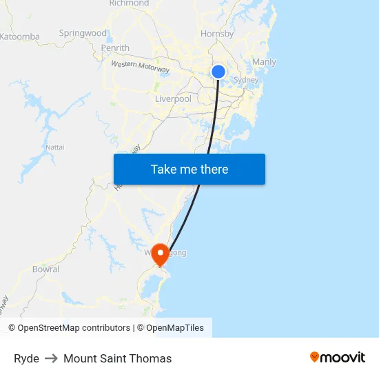 Ryde to Mount Saint Thomas map