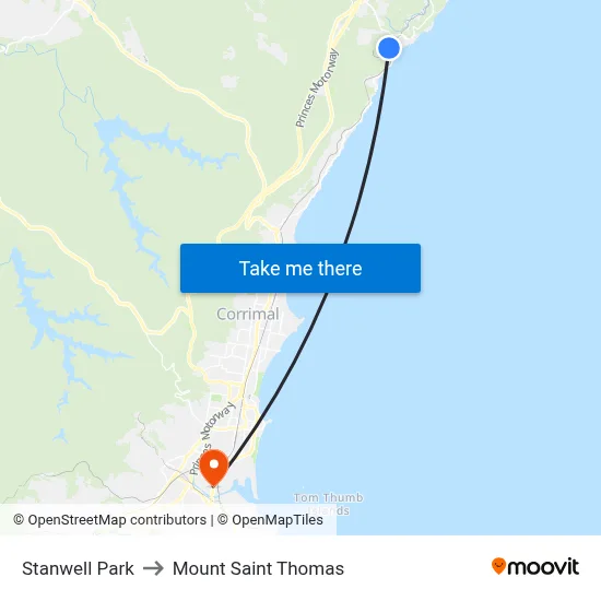 Stanwell Park to Mount Saint Thomas map