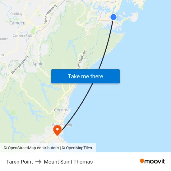 Taren Point to Mount Saint Thomas map