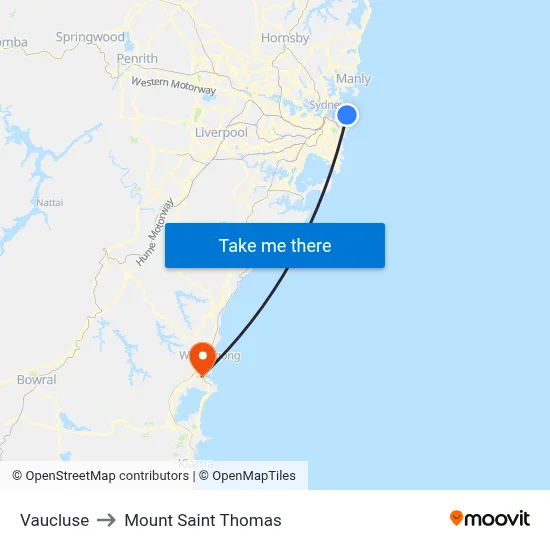Vaucluse to Mount Saint Thomas map