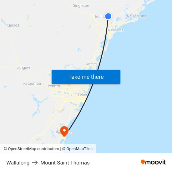 Wallalong to Mount Saint Thomas map