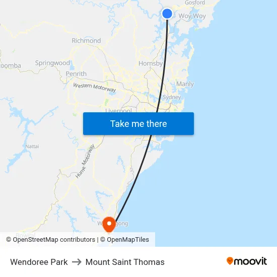 Wendoree Park to Mount Saint Thomas map