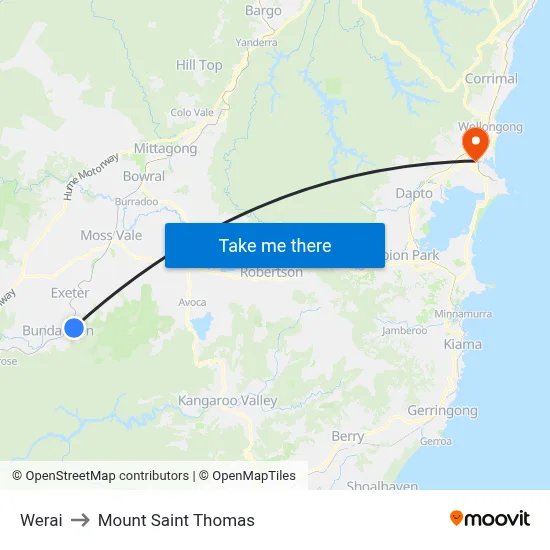 Werai to Mount Saint Thomas map