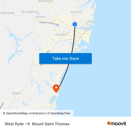 West Ryde to Mount Saint Thomas map