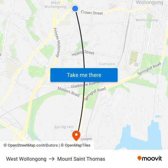 West Wollongong to Mount Saint Thomas map