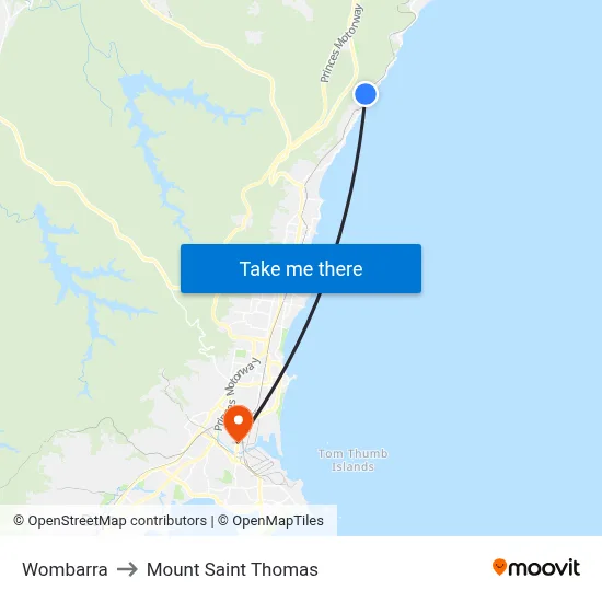 Wombarra to Mount Saint Thomas map