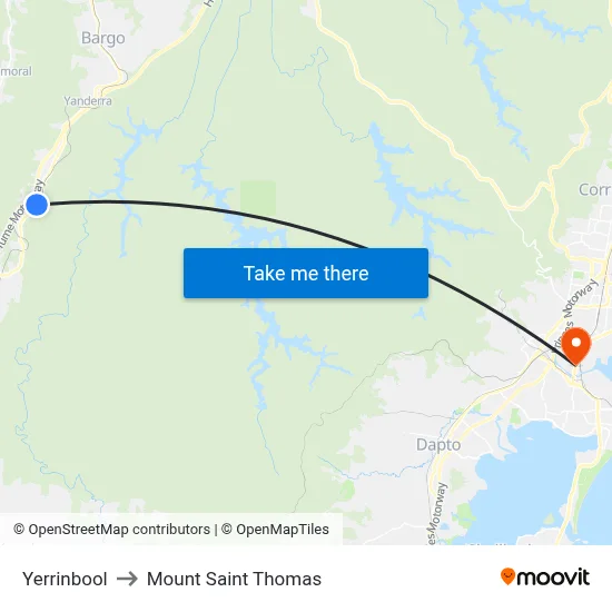 Yerrinbool to Mount Saint Thomas map