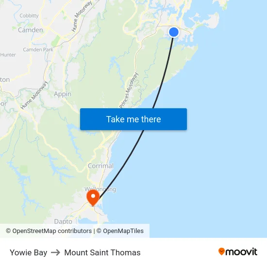 Yowie Bay to Mount Saint Thomas map