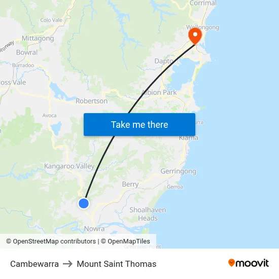 Cambewarra to Mount Saint Thomas map