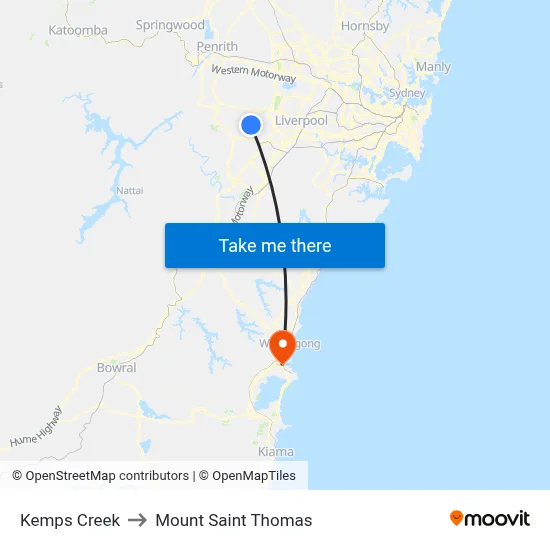 Kemps Creek to Mount Saint Thomas map