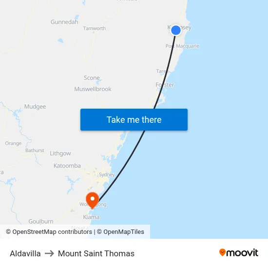 Aldavilla to Mount Saint Thomas map
